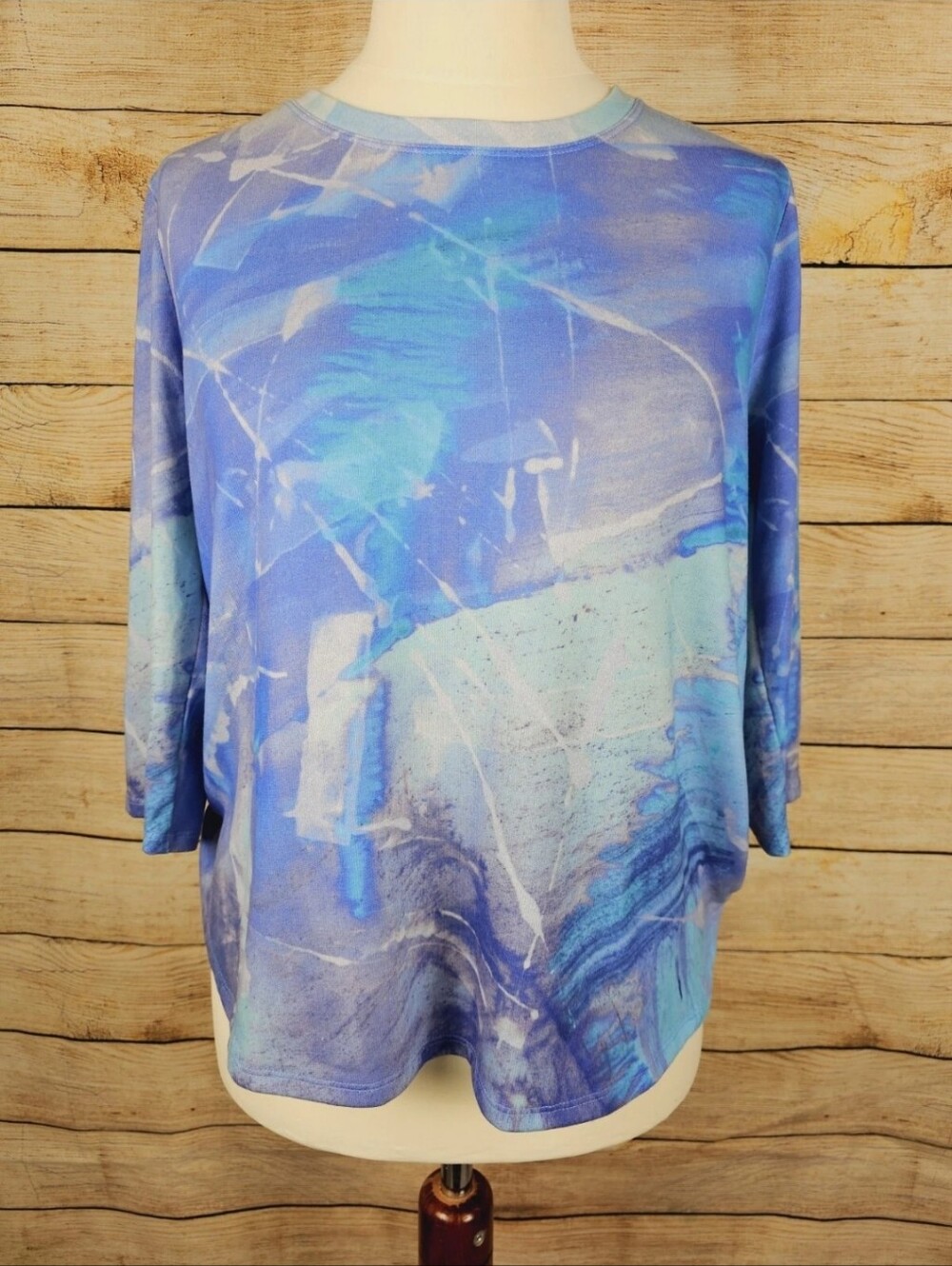 Soft Surroundings Pastel Aqua Purple Lightweight Sweater Top Size Medium